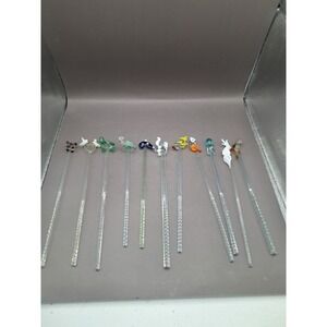 Assorted Glass Swizzle Sticks Cocktail Stirrers Blown Glass Barware Summer